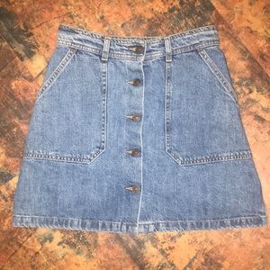 ZARA WOMAN Denim Blue Jean Button Up Skirt Size XS